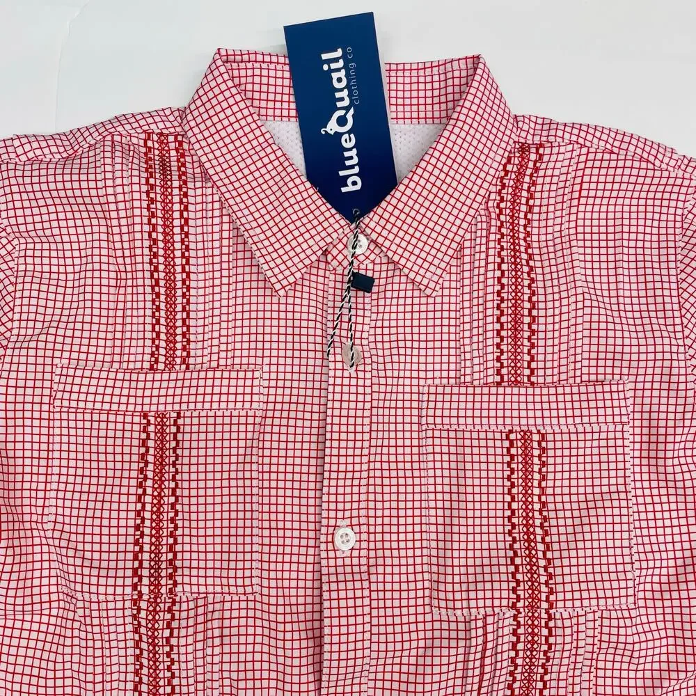 NWT Blue Quail Size 12 Gameday Red Guayabera